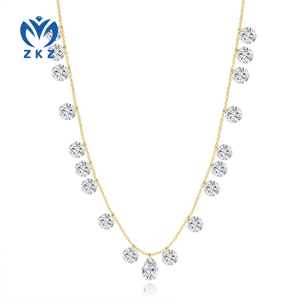 11.03ct DEF VVS Lab-grown Pear-Round shaped Punching Necklace, ZKZ-183 1