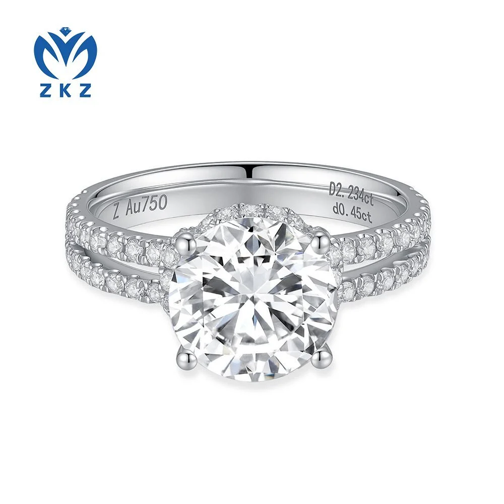 2.33-ct DEF VVS double-layered circular round diamond ring in 18K white gold, laboratory-grown diamond, US size 5, ZKZ-140 1