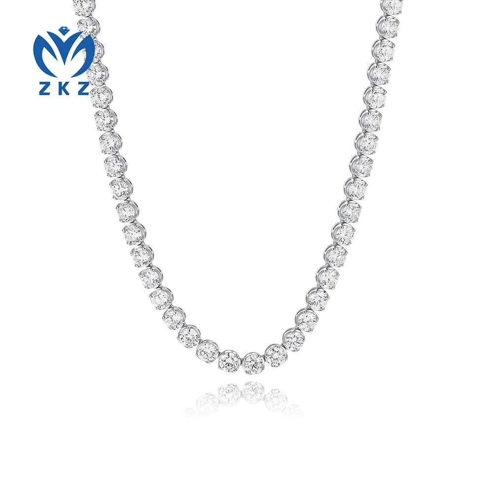 14.178ct DEF VVS Lab-grown Round shaped  Full Diamond Necklace, ZKZ-255 1