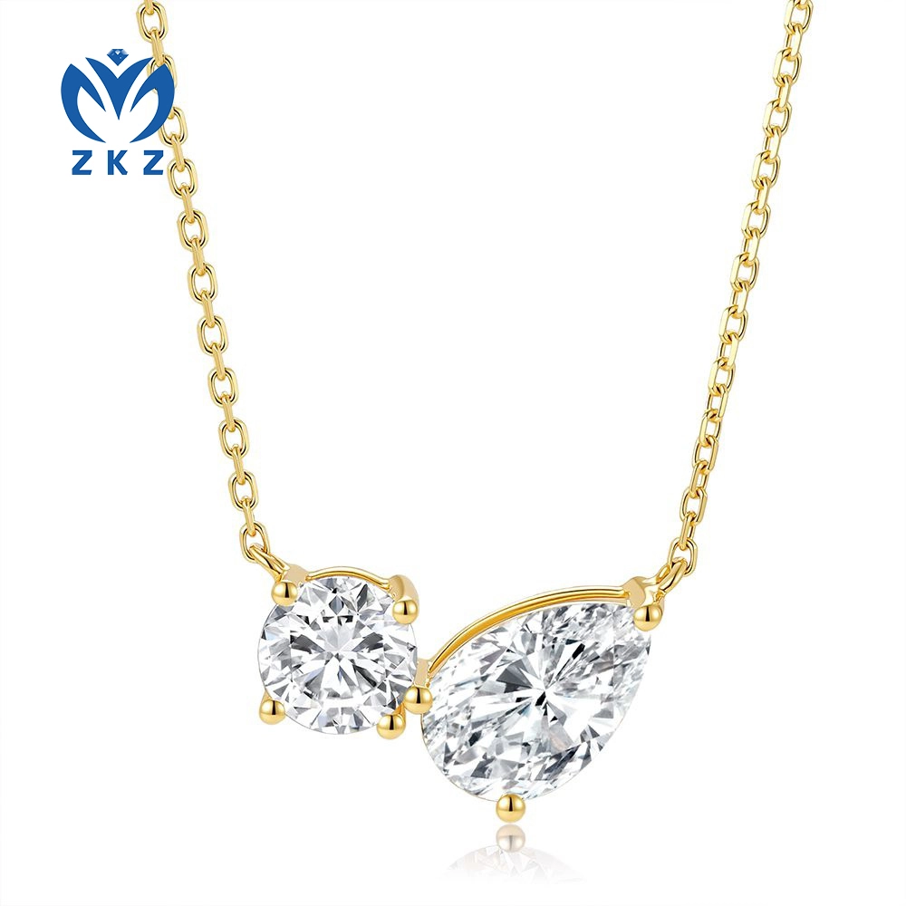 1.492ct DEF VVS Lab-grown Round-Pear Double Stone Necklace，ZKZ-283 1