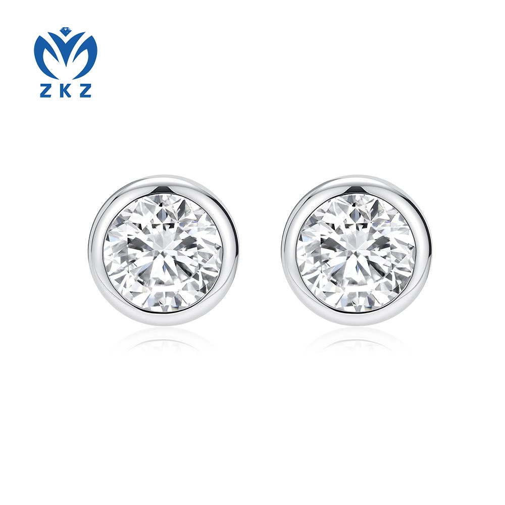 2.3ct DEF VVS Lab-grown Round-shaped  Bubble Ear Studs, ZKZ-278 1