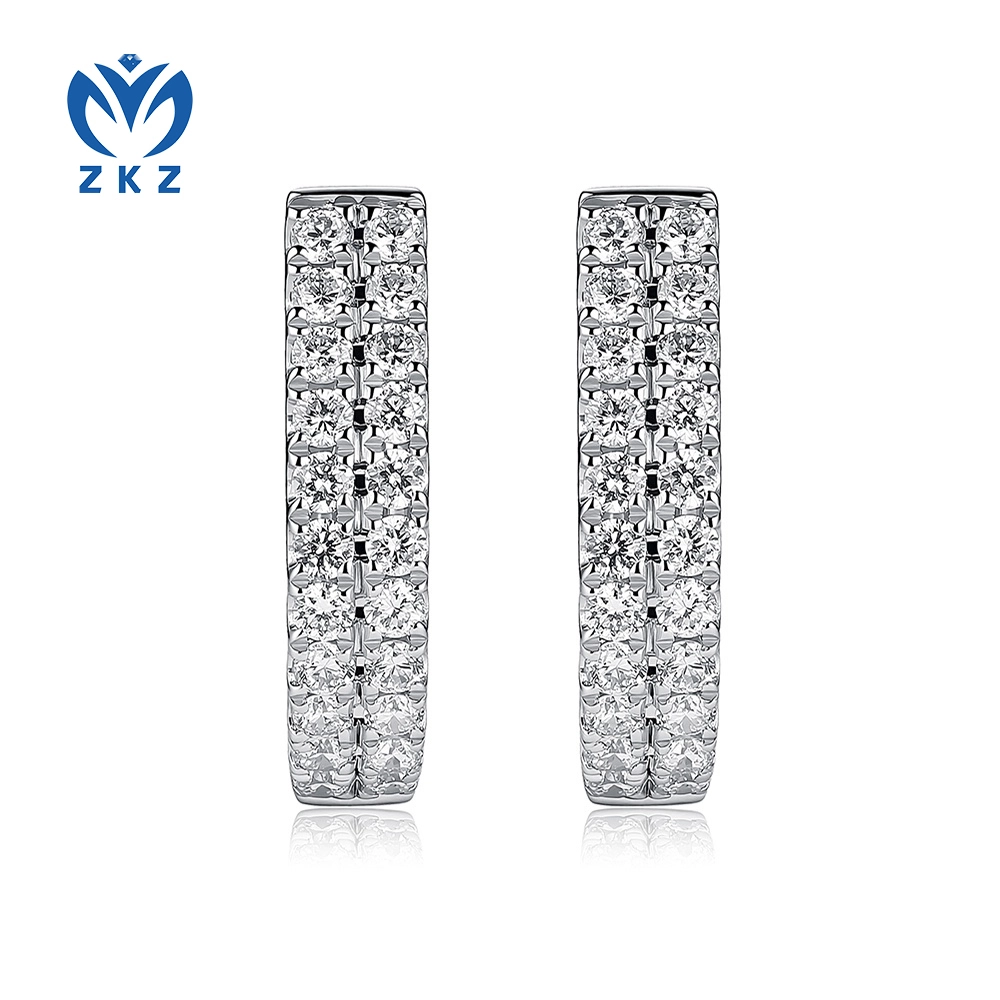 0.382ct DEF VVS Lab-grown Round-shaped Full Diamond Ear Rings, ZKZ-283 1