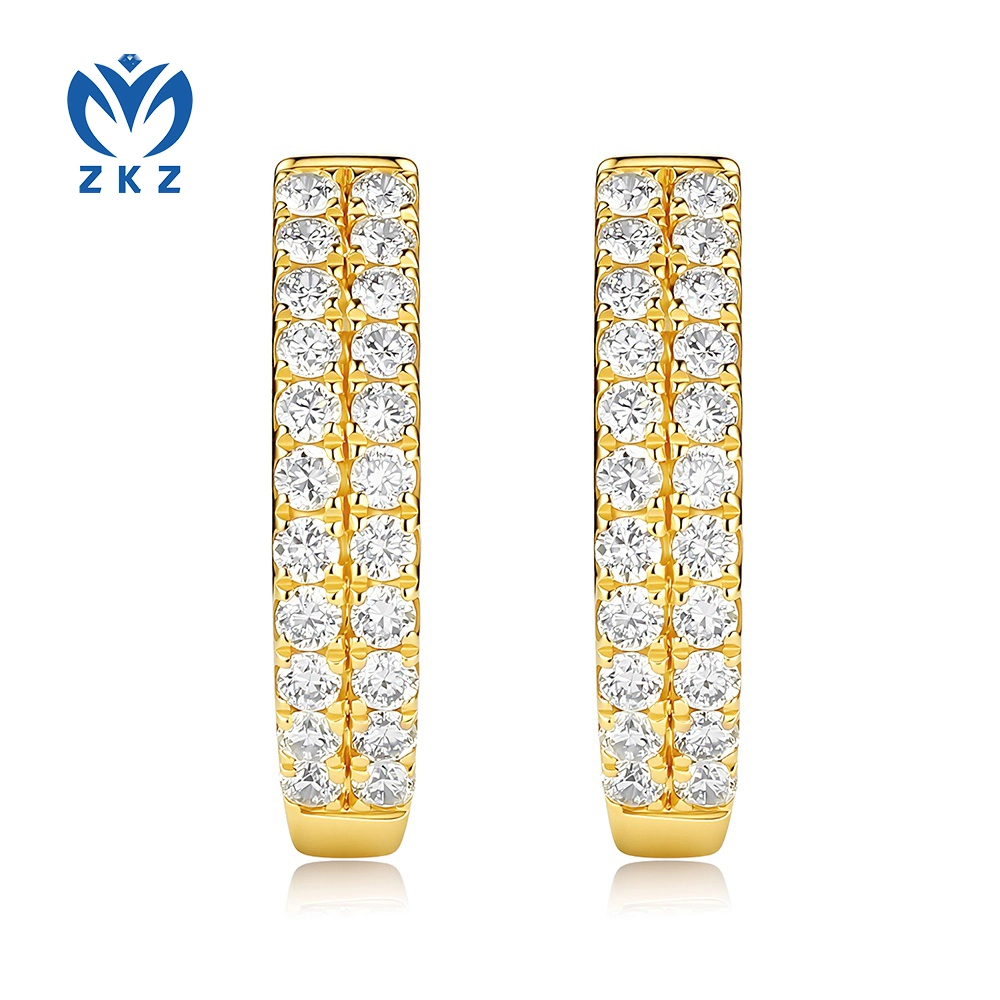 0.386ct DEF VVS Lab-grown Round-shaped Full Diamond Ear Rings, ZKZ-283 1