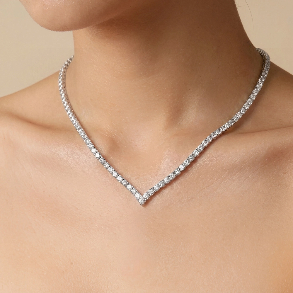 14.165ct DEF VVS Round shaped  Full Diamond Necklace, ZKZ-295 1