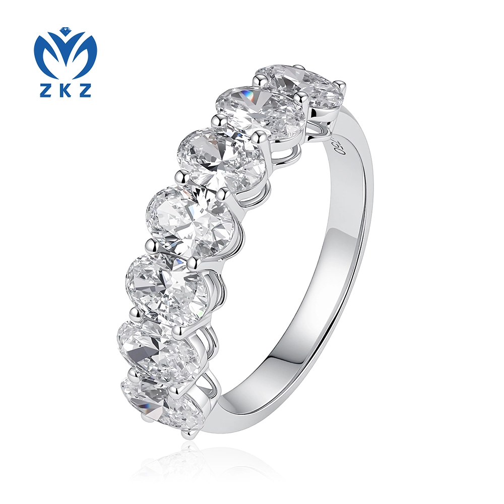 Lab-Grown Oval-Shaped White Gold DEF VVS Seven Diamond Eternity Ring 1.321ct Size US 6 ZKL-63 1