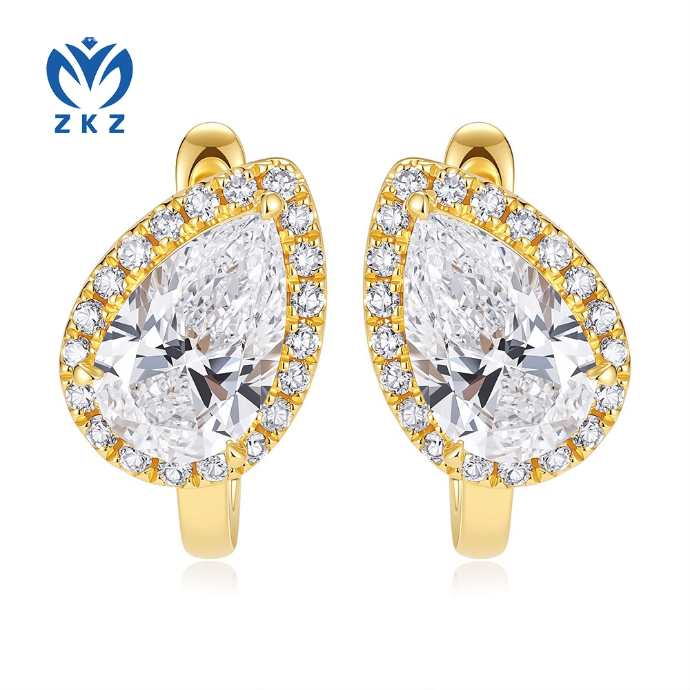 1.788ct DEF VVS Lab-grown Pear-shaped Pear Halo Setting  Earrings, ZKZ-282 1