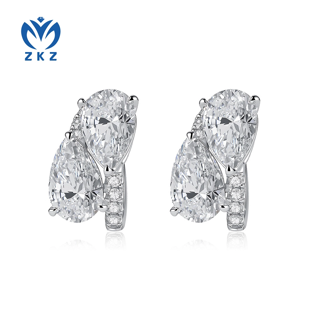 3.057ct DEF VVS Lab-grown Pear-shaped Double Stone Earrings, ZKZ-284 1