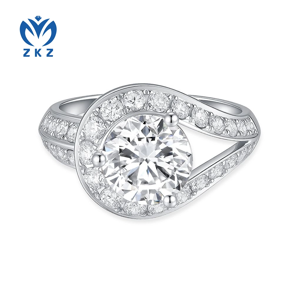 2.772ct DEF VVS Lab-grown Round-shaped diamond Twist Ring, US size 6, ZKZ-115 1