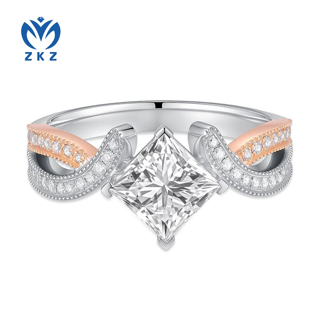1.403ct DEF VVS Lab-grown Princess-shaaped Diamond Ring, us size 6, ZKZ-185 1