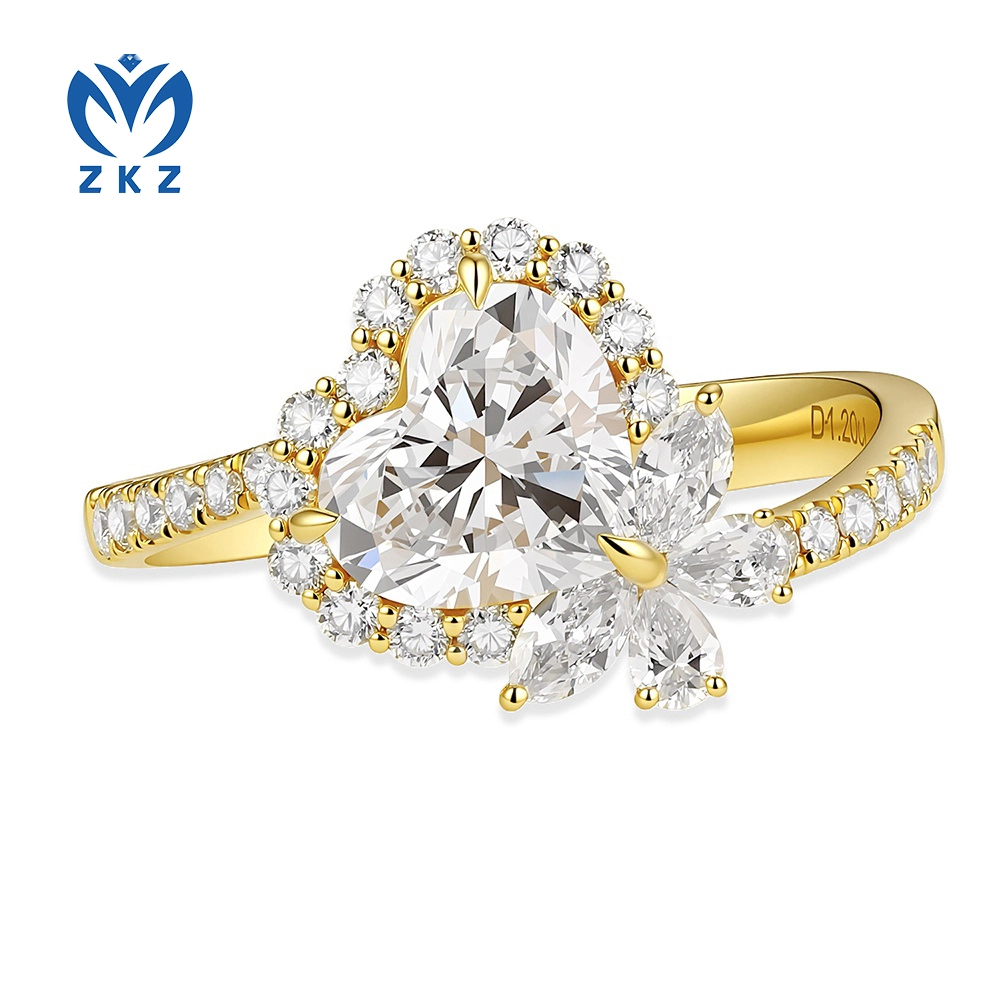 1.7ct DEF VVS Lan-grown Heart-shaped Diamond Ring, us size 6, ZKZ-201 1