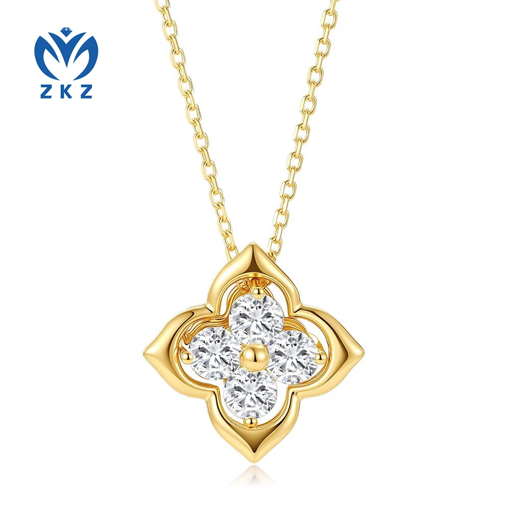 0.488ct DEF VVS Lab-grown diamond Four-leaf clover Necklace, ZKZ-299 1