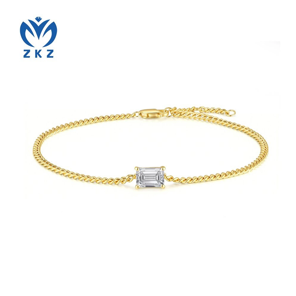 1.000ct VS Lab-grown Emerald-shaped Diamond Classic Style Bracelet, ZKZ-Br28 1
