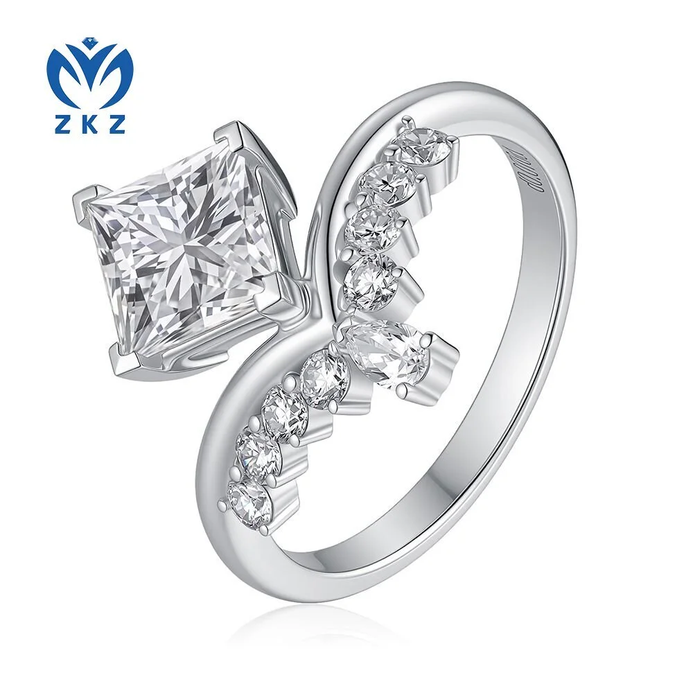 Lab-grown diamond rectangular V-shaped ring for women as a wedding ring, 1.53ct, E VS1, US6, ZKL-24 1