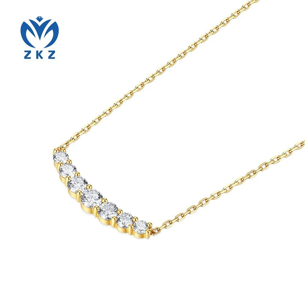 18K yellow laboratory-grown diamond women's custom jewelry round row diamond smiling necklace DEF VVS ZKZ-217 1