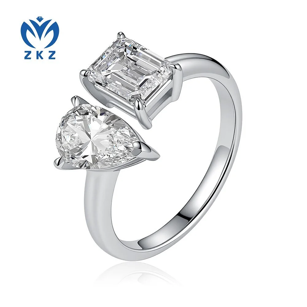 1.22ct DEF VVS PT950 laboratory-grown diamond double-stone diamond engagement ring, US size 6, ZKZ-250 1