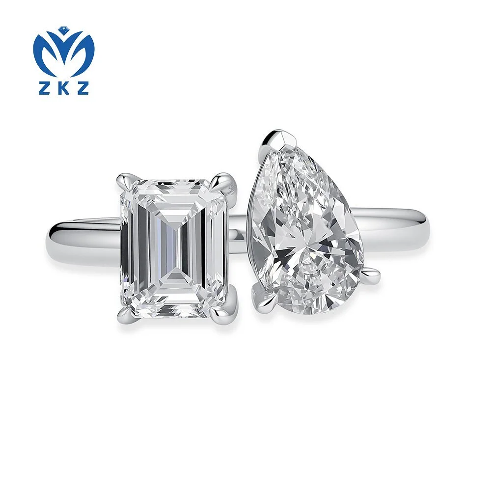 Lab-grown diamond double-stone engagement ring, 1.12ct, DEF VVS  PT950 material, US6 size, ZKZ-250 1