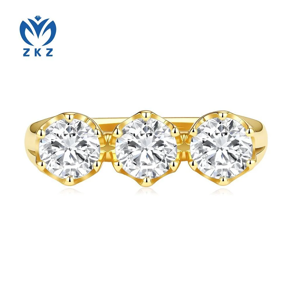 Eternal Collection 1.440ct DEF VVS round-cut triple-stone laboratory-grown diamond engagement ring, US size 5.25, ZKZ-192 1