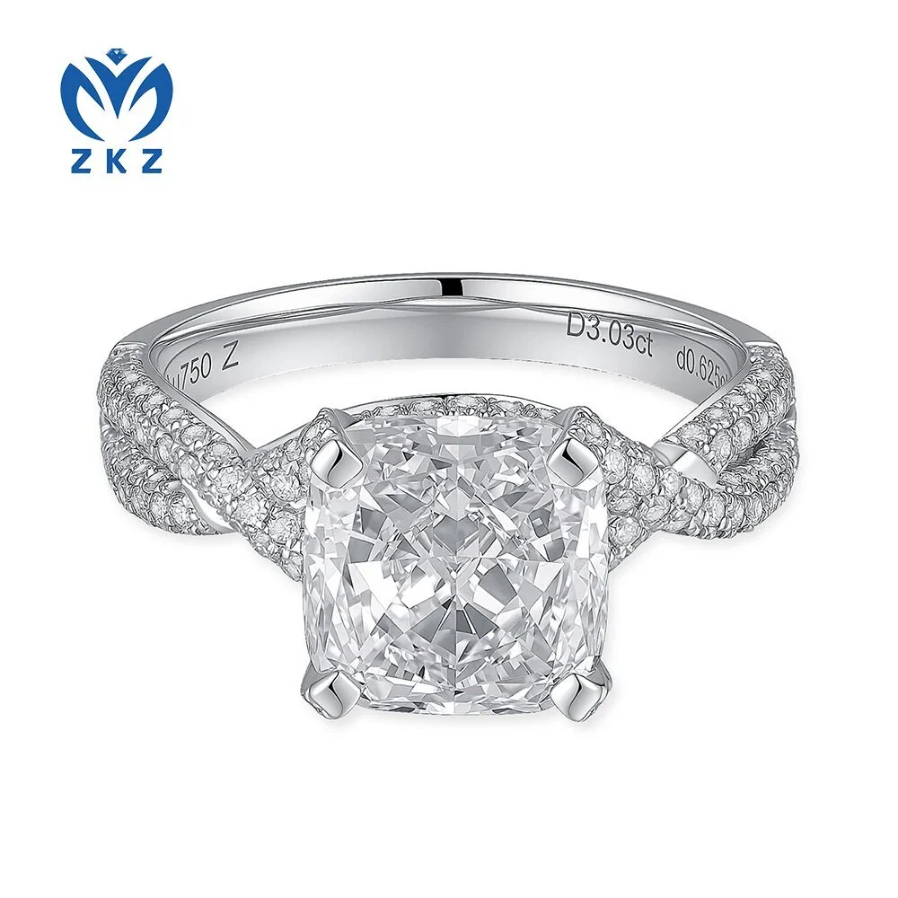 Anillo Vernon Cross de oro blanco de 18 quilates con diamante cultivado en laboratorio VVS DEF de 3,030 quilates, talla US 6, ZKZ-190 1