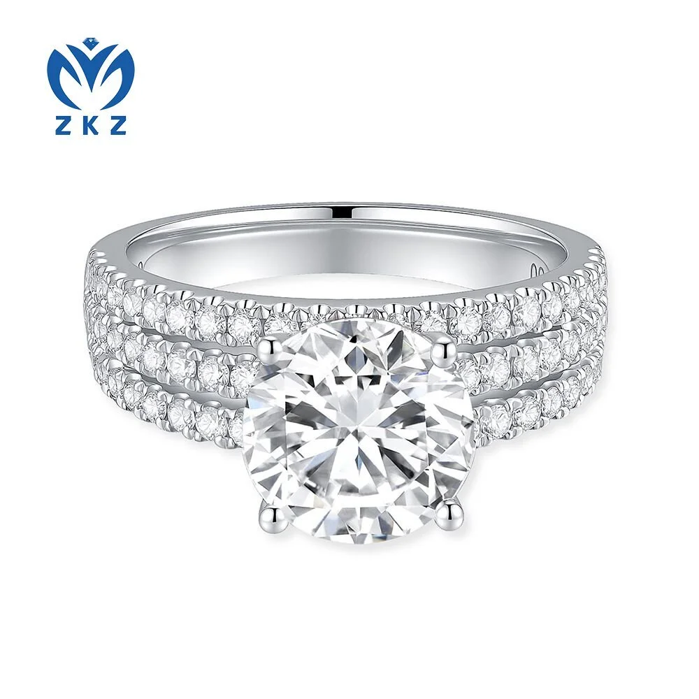 Lab-grown diamond three-row set diamond ring in 18K white gold, 2.17 ct, VVS DEF US 5.75, ZKZ-145 1
