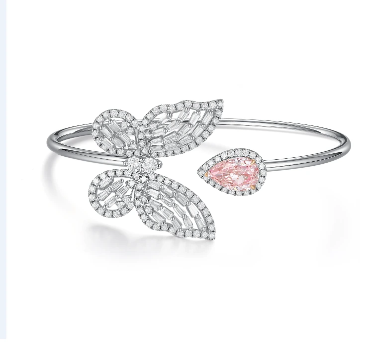 2.07ct VVS2 Light Pink 18K Lab-Grown Pear-Shaped Classic Style Bracelet,ZSL1F13 1