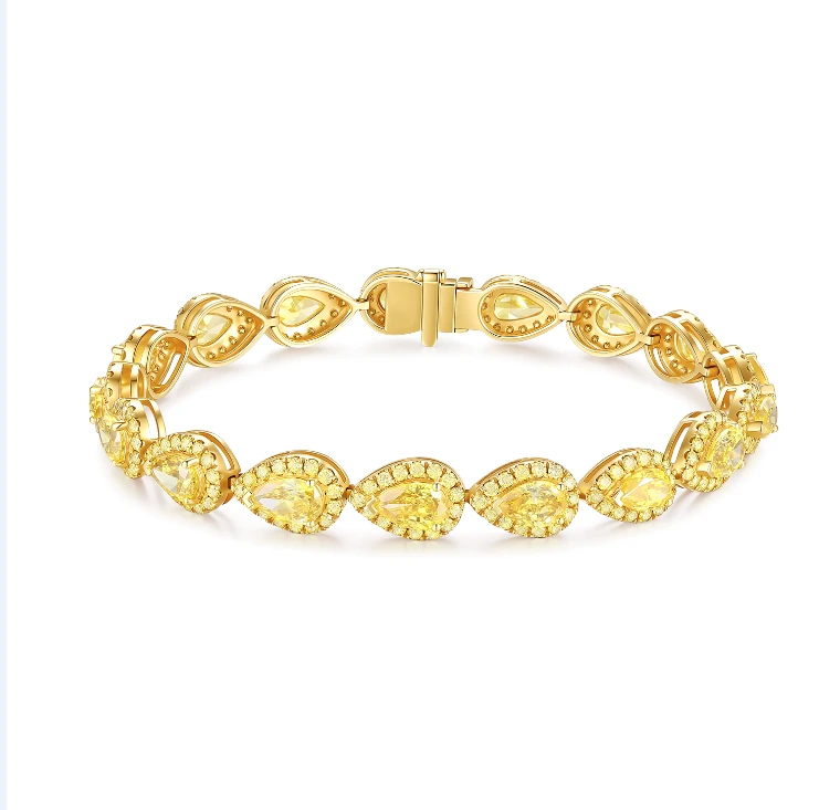 6.615ct  FIY VS Yellow18K Lab-Grown Pear-Shaped Classic Style Bracelet,PSL1H03 1