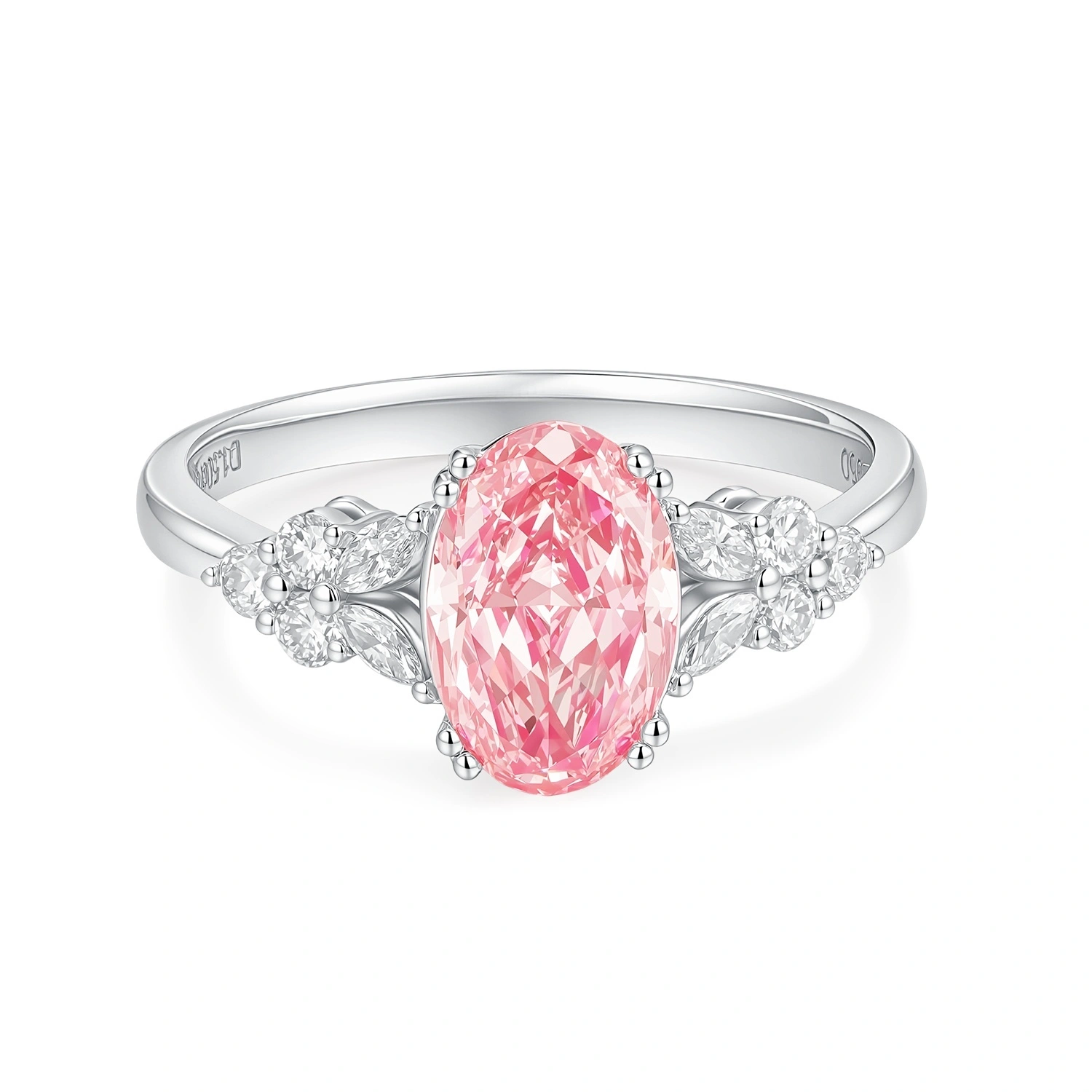 Platium Pink Oval-Cut VS Clarity Lab-Grown Diamond Wedding Ring 1.5Ct Size US 6.75 ZKFZ071 1