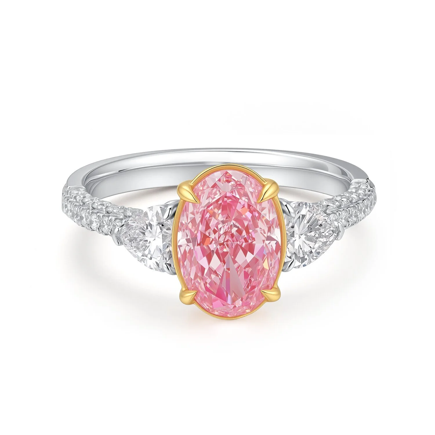 Light Pink Oval 2.29ct VS1 Classic Custom Engagement Ring 18K White/Rose Gold US 7 M001F13 1