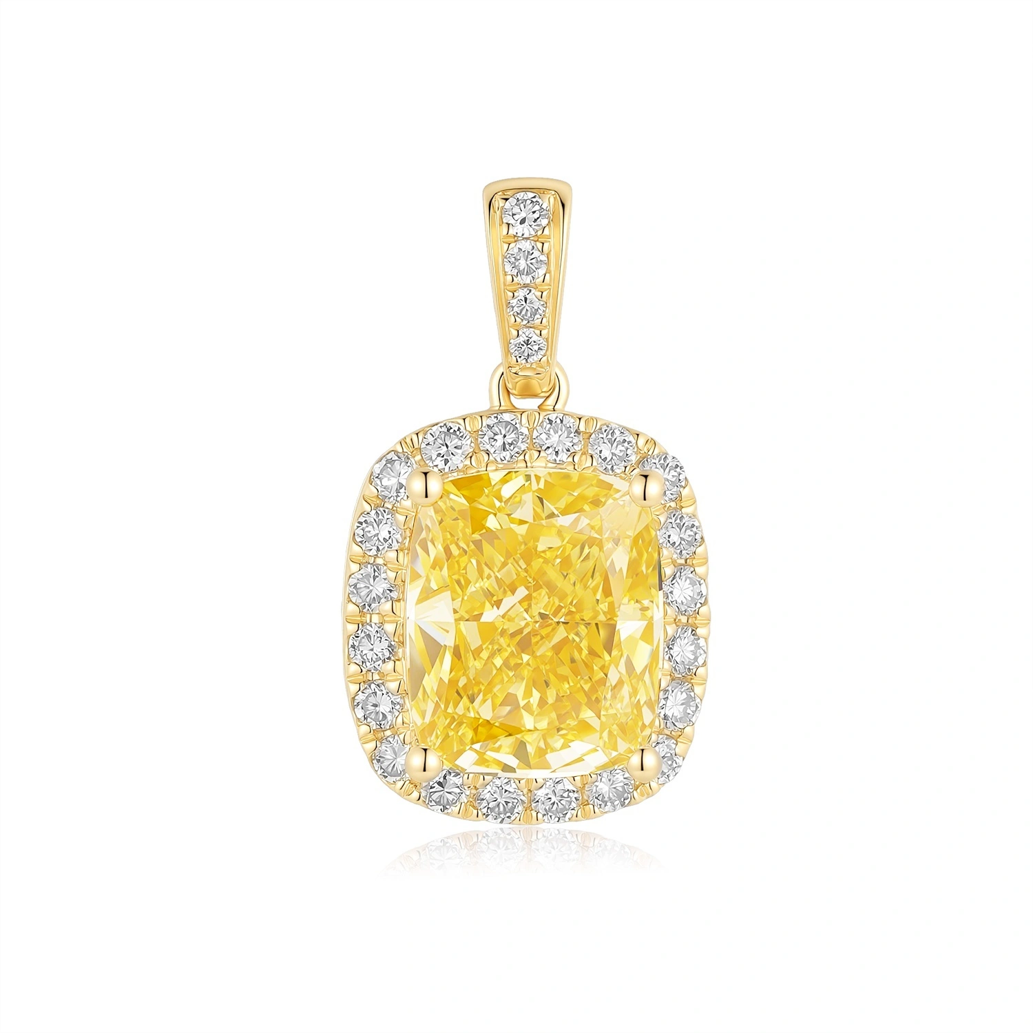 Cushion-Cut VS Clarity Yellow Lab Grown Diamond Set In Yellow Gold Pendant Main Stone 2.05ct ZKHZ013 1