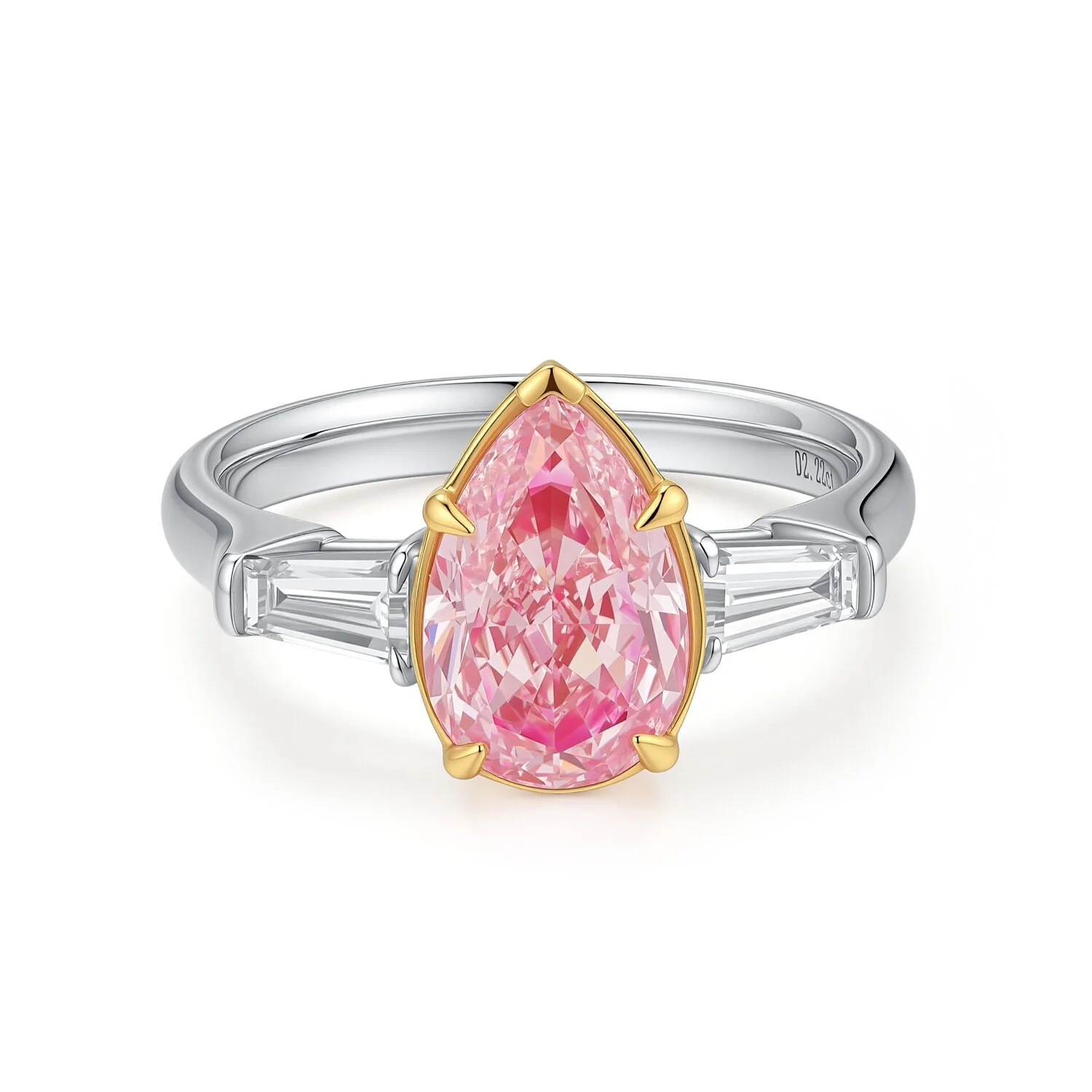 2.22ct VS1 18K White Gold Pear Pink Diamond Three-Stone Engagement Ring US 7.5 S001F52 1