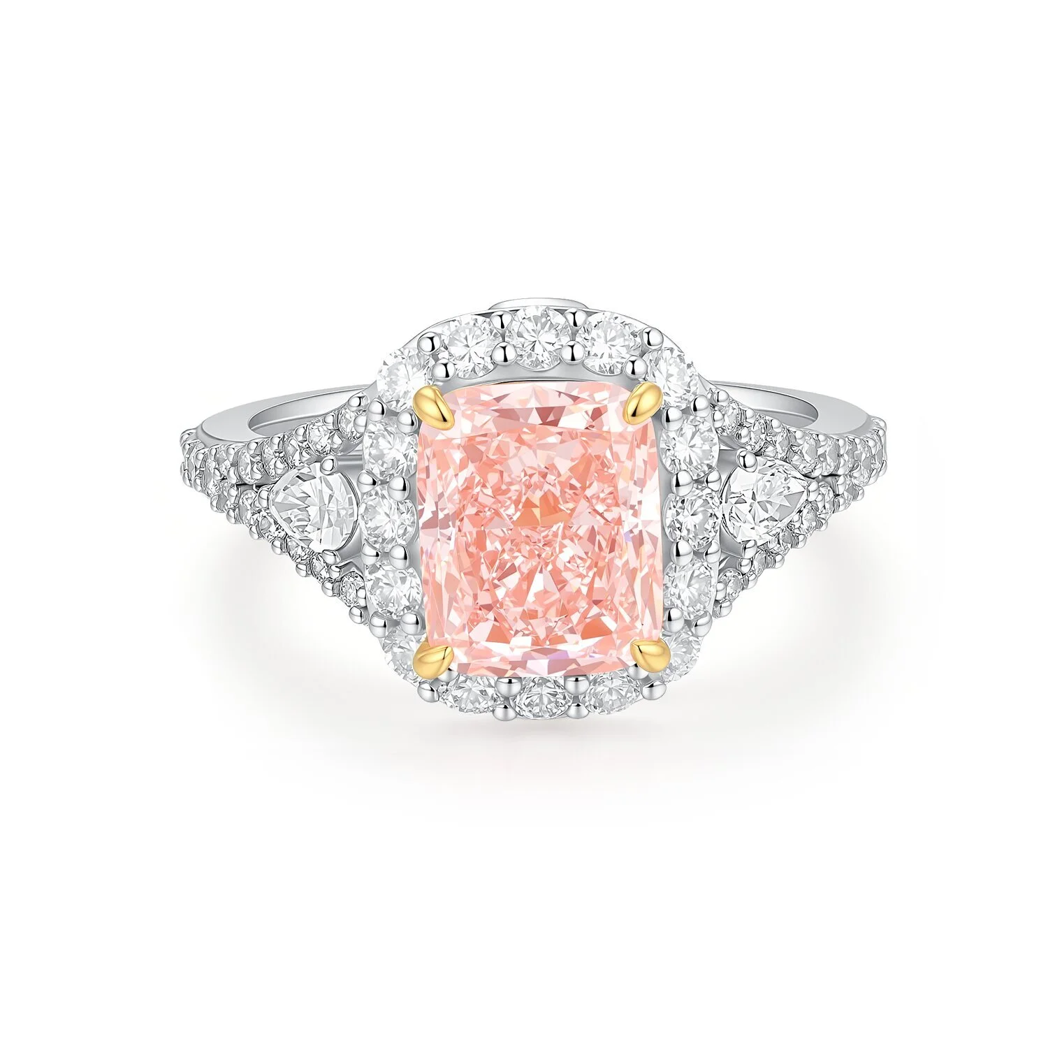 Diamante cultivado en laboratorio de 2,41 ct, claridad VS, talla Radien, color rosa intenso, engastado en un anillo de compromiso solitario, oro rosa de 18 quilates, talla estadounidense 6,25, ZKCZ129 1