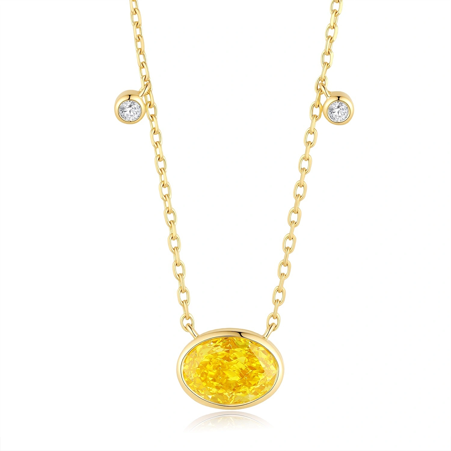 18K Yellow Gold Oval-Cut VS Clarity HPHT Lab-Grown Yellow Diamond Necklace 1.09ct ZKHZ017 1