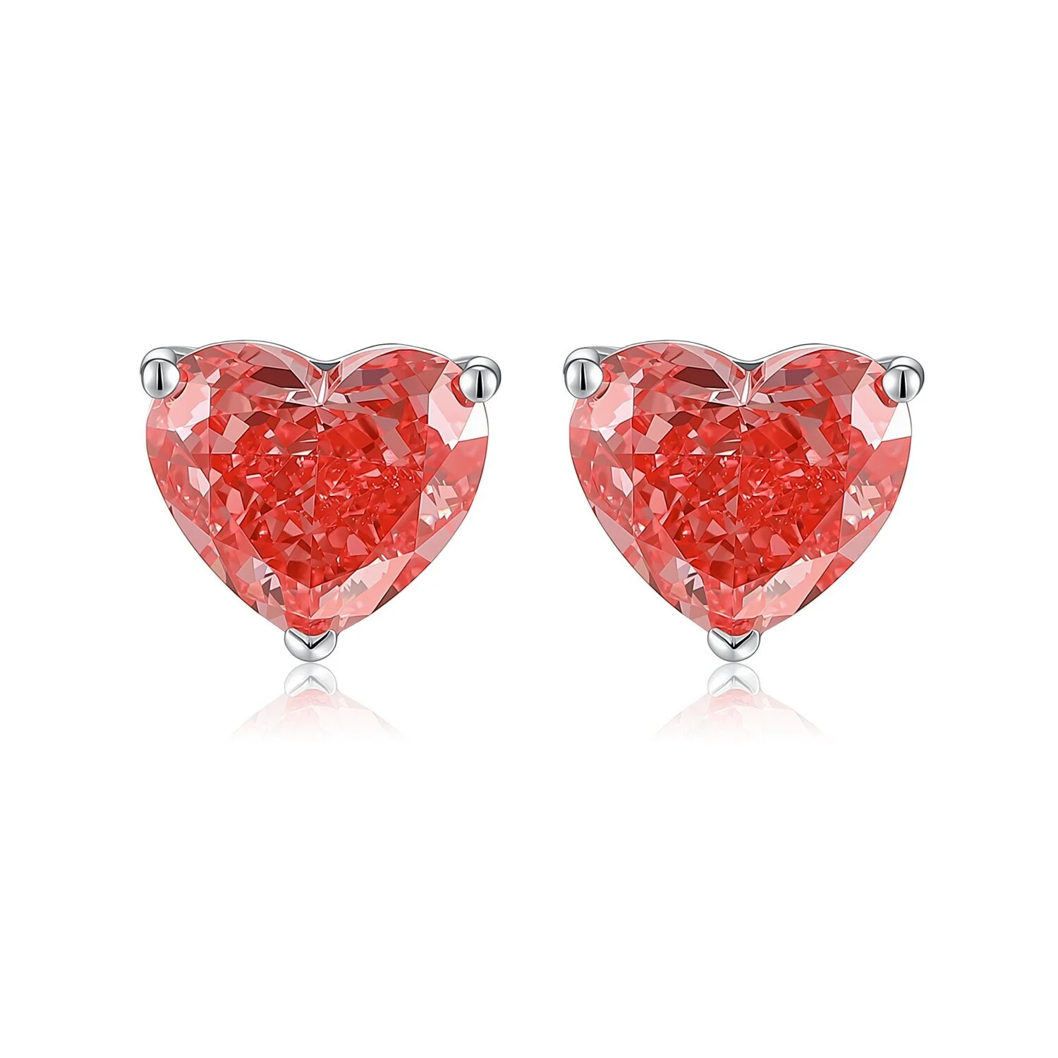 1.950-carat VS 18K white gold heart-shaped laboratory-grown diamond screw-back stud earrings ZKFZ006 1
