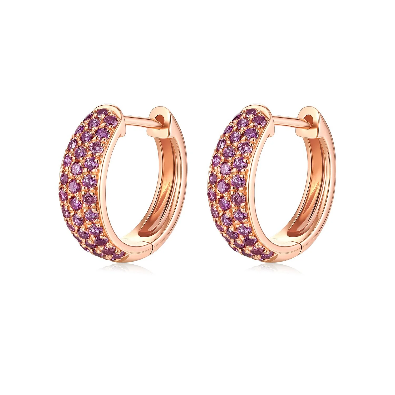 Luxurious round-cut 0.494-carat VS clarity laboratory-grown pink diamond hoop earrings, plated with 18K rose gold.ZKFZ025 1