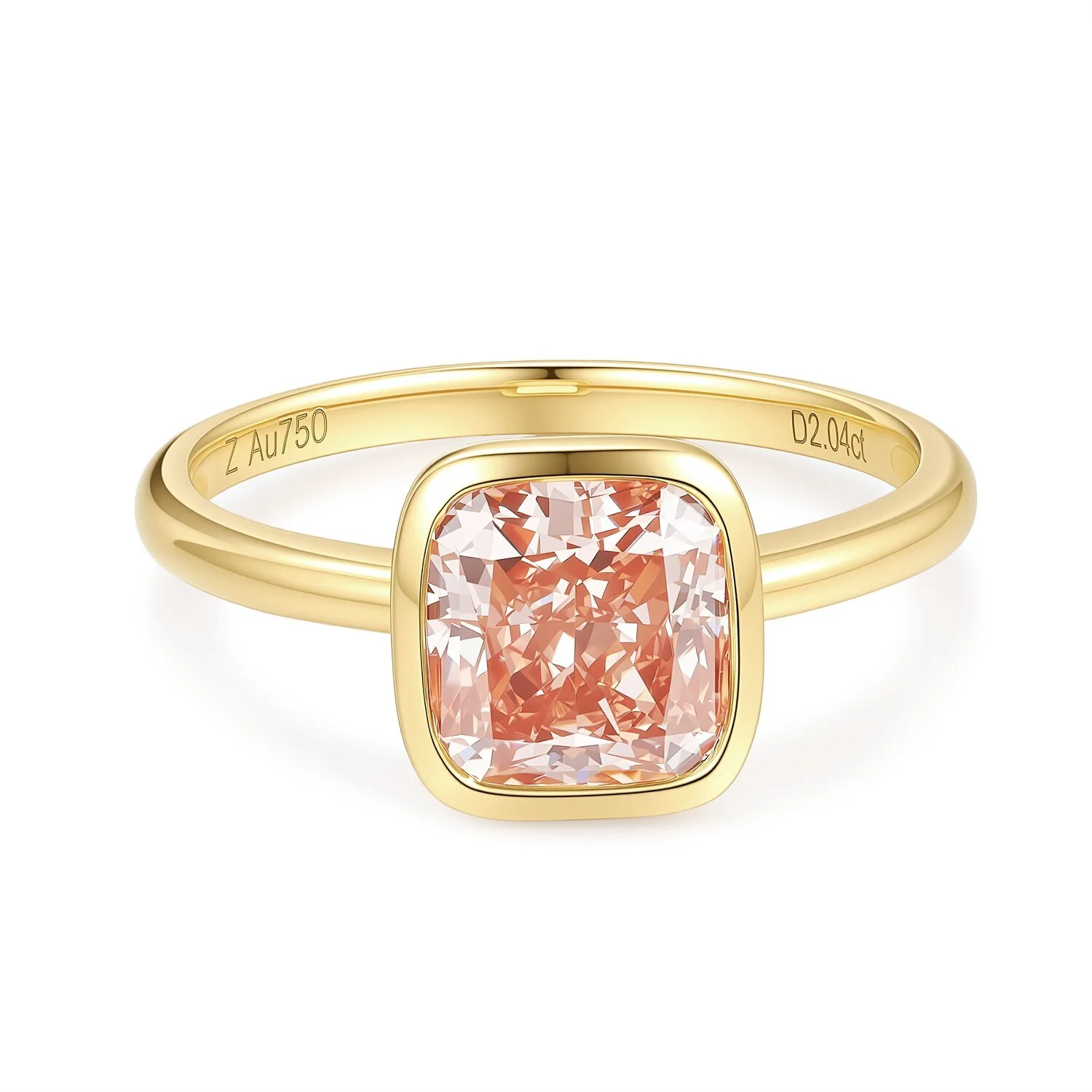 2.59-carat VS clarity 18K gold laboratory-grown orange-pink rose-cut single-stone bezel-set ring in US size 6.75 ZKFZ055 1