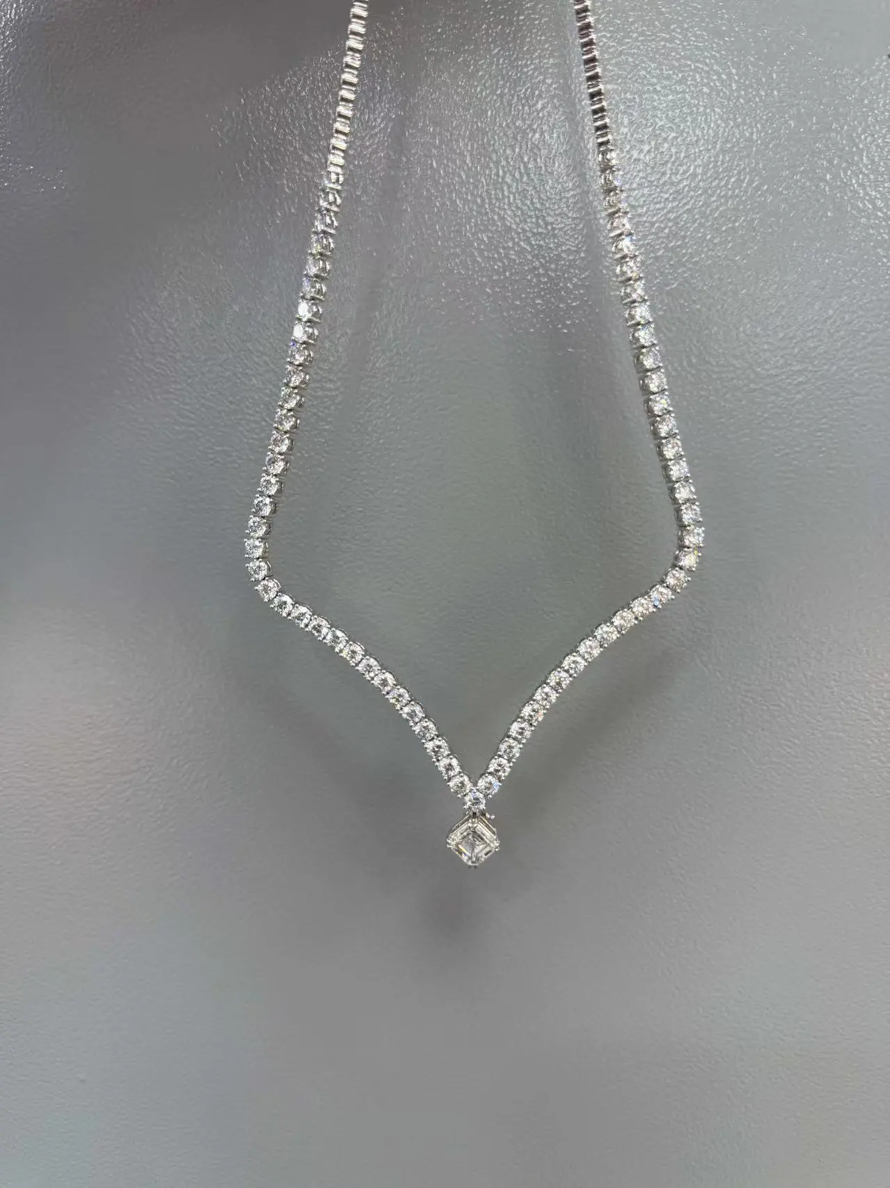 Luxury Platinum D VVS Lab Grown Diamond Full Diamond Necklace For Women Daily Wear Main stone 2.43CT PYL20A-250 1