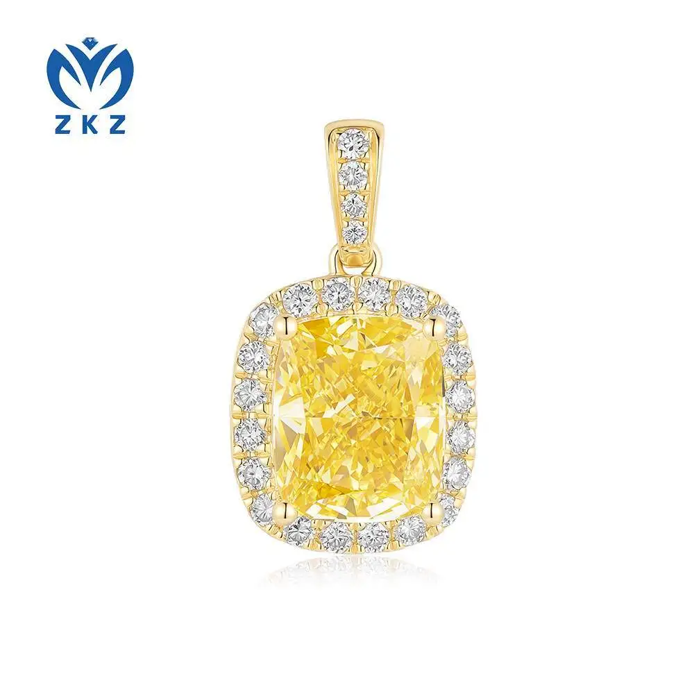 18K yellow gold pendant necklace set with white diamonds, Radien-cut vivid yellow diamonds, with diamond clasp. 2.050 carats, VS clarity. ZKHZ013 1