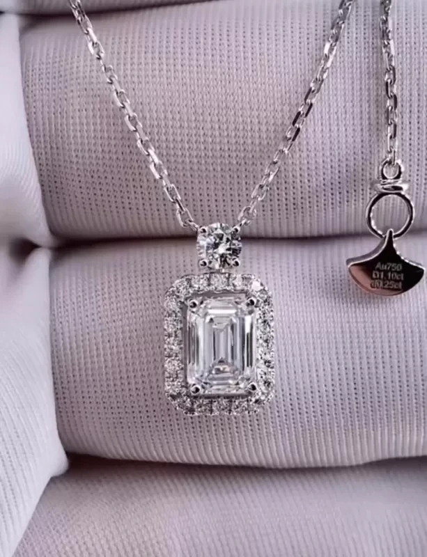 Emerald Lab Created Diamond Pendant Necklace Lab Diamond Jewelry Setting Pendant 1
