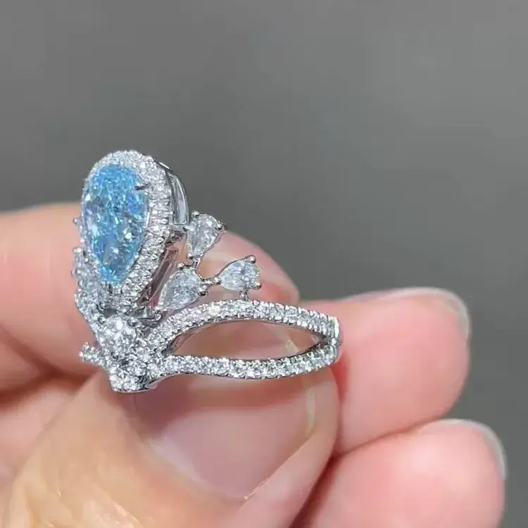 Lab Created Blue Diamond by ZKZ Jewelry 5