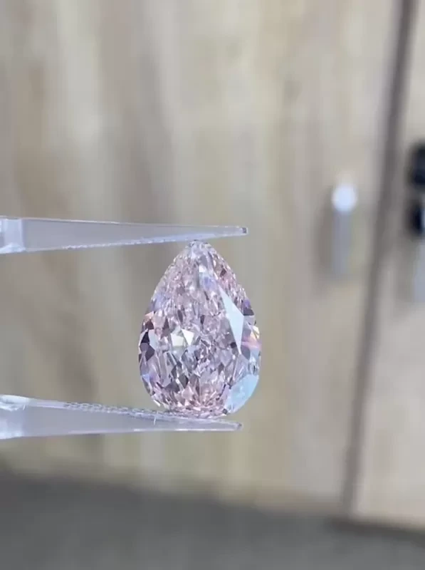ألماس وردي مقطوع على شكل كمثرى وزن 4 قيراط، مزروع في المختبر، لتزيين المجوهرات والقلادات والخواتم والقلادات 1