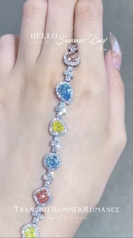 Colored Lab Created Diamond Bracelet Candy Bracelet Lab Diamond Jewelry 1