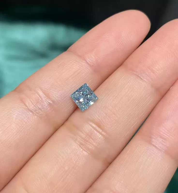 Blue Lab Grown Diamond Princess Cut 1.5ct VS CVD Diamond With Certificate 1