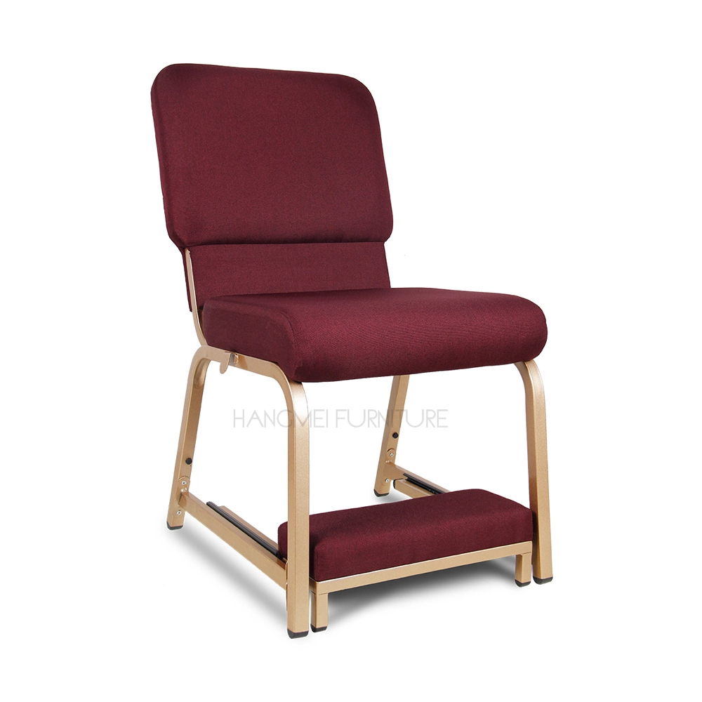 Wholesale metal frame stackable church chair with kneeling pad 1