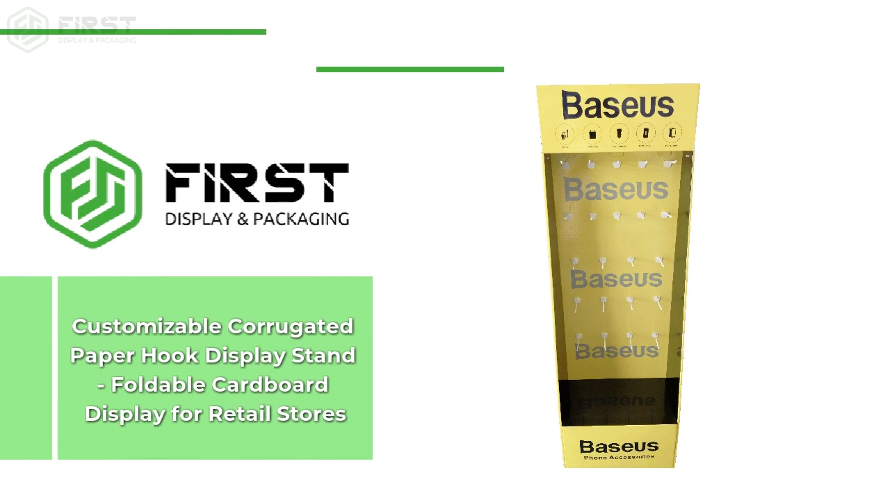 Customizable Corrugated Paper Hook Display Stand - Foldable Cardboard Display for Retail Stores 1