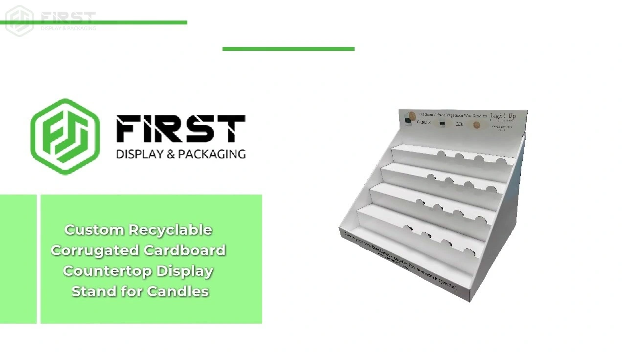 Custom Recyclable Corrugated Cardboard Countertop Display Stand for Candles 1