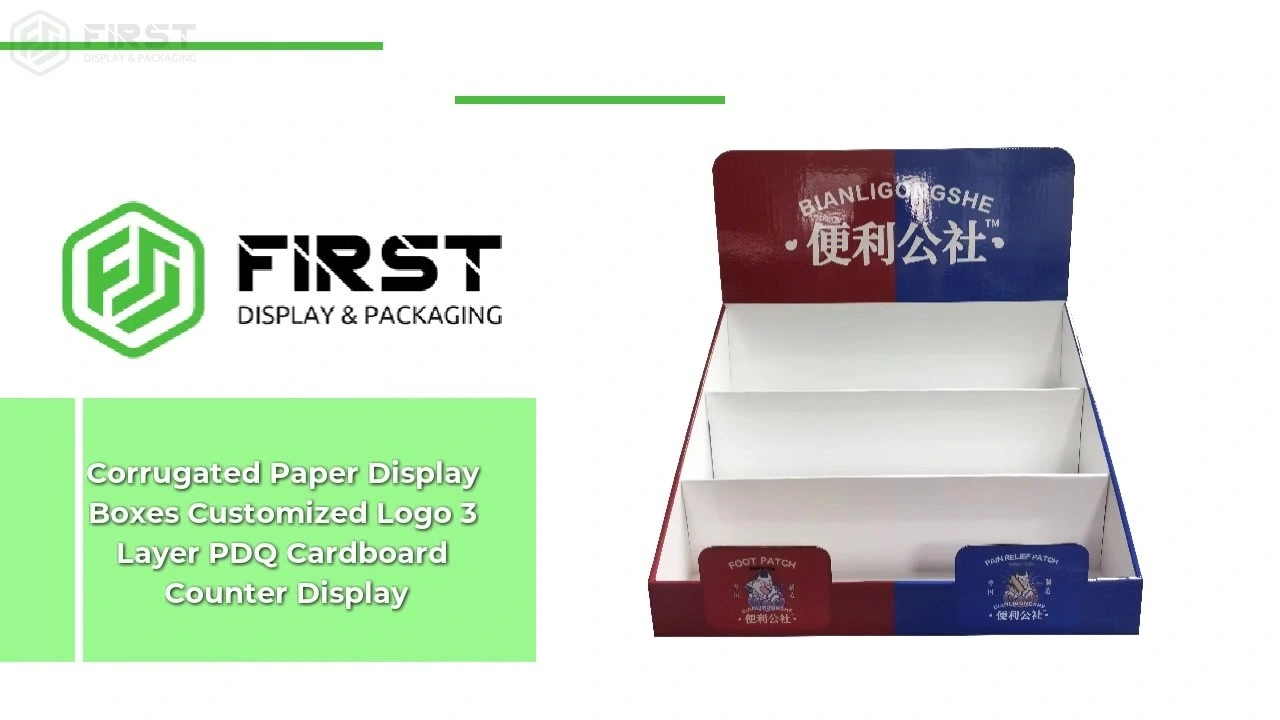 Corrugated Paper Display Boxes Customized Logo 3 Layer PDQ Cardboard Counter Display 1