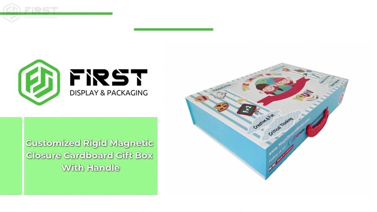 Cutie cadou din carton cu închidere magnetică rigidă personalizată și mâner 1
