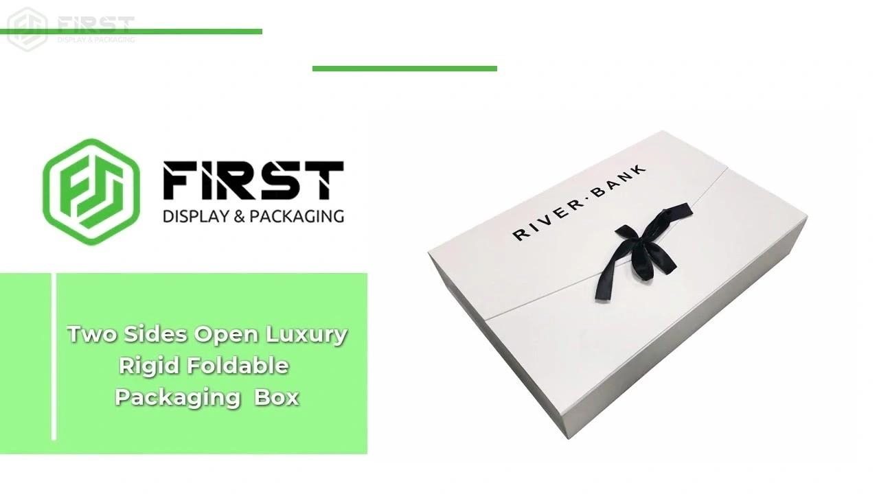 Two Sides Open Luxury Rigid Foldable Cardboard Packaging Gift Box With Ribbon Closure 1