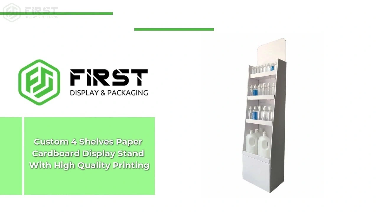 Custom 4 Shelves Paper Cardboard Display Stand With High Quality Printing 1