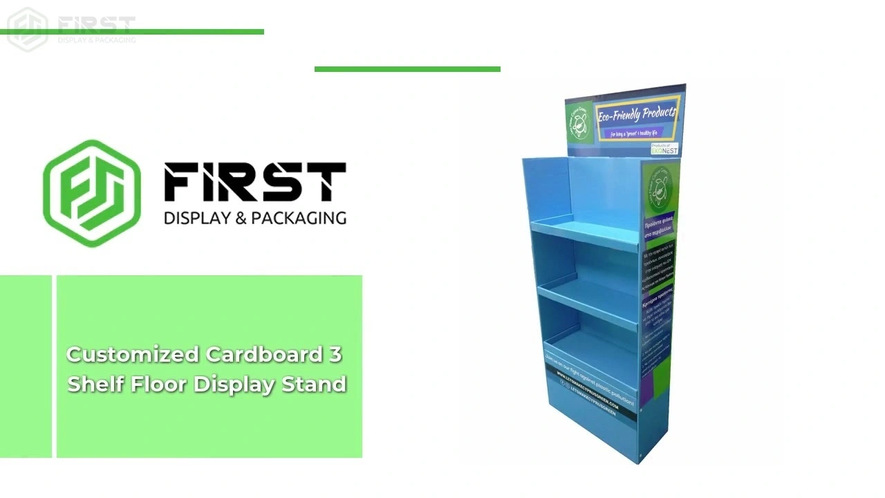 Customized Cardboard 3 Shelf Floor Display Stand Supplier From China 1