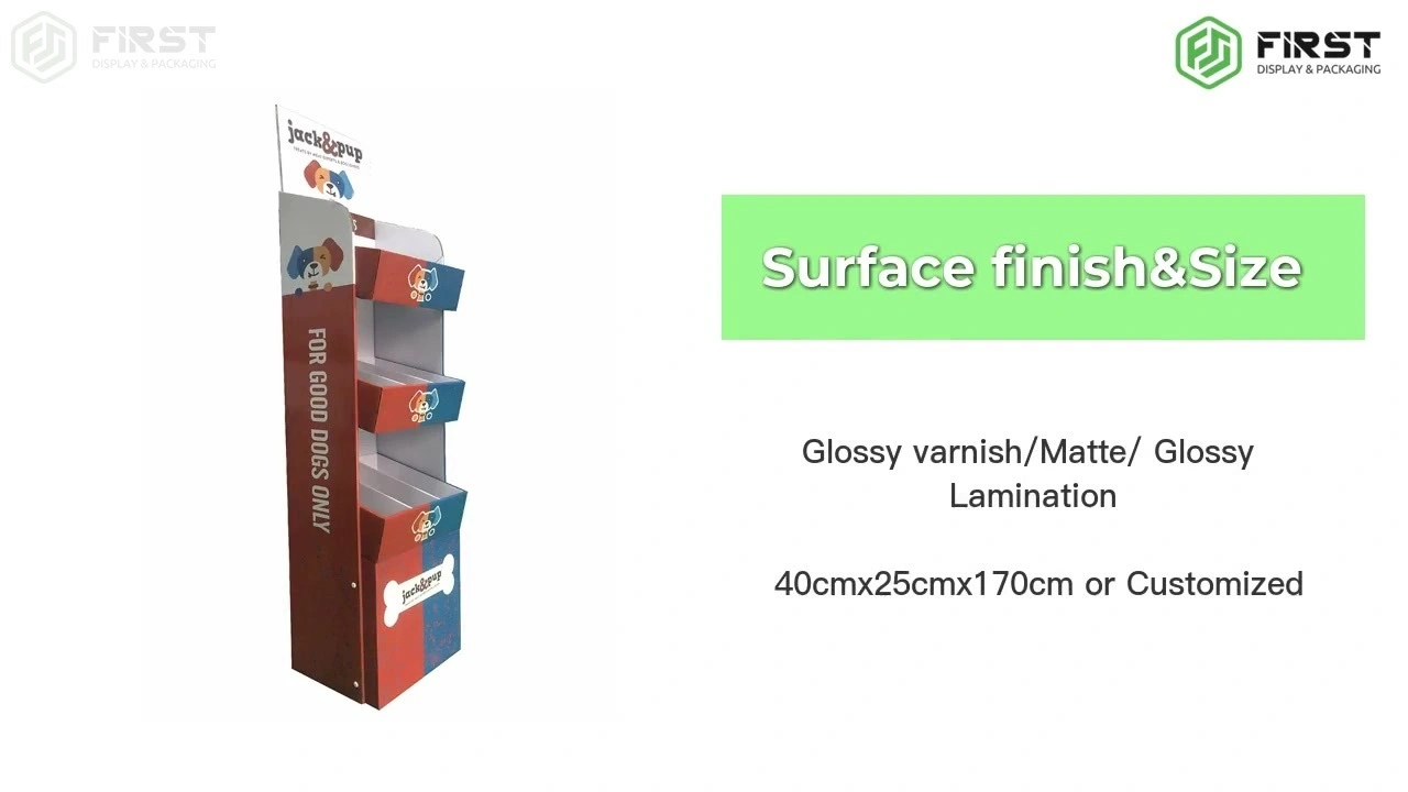 Custom Made Folding Cardboard Paper Floor Display Shelf For Pet Food 1